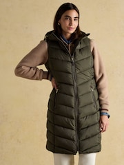 Joules Moorsdale Green Longline Showerproof Padded Gilet - Image 1 of 10