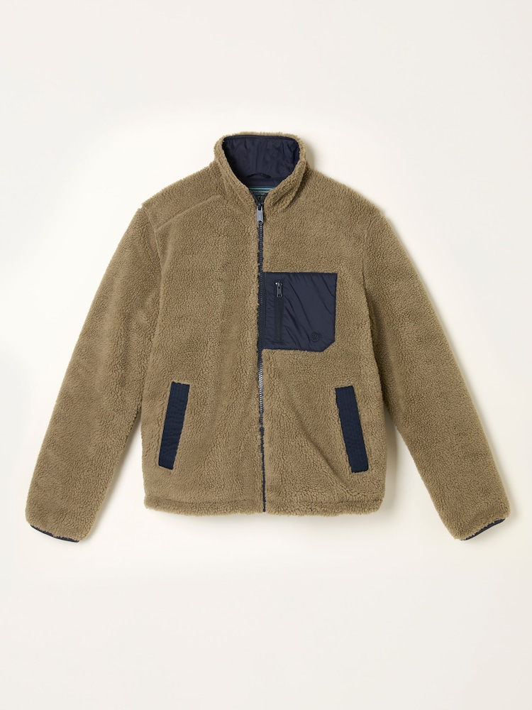 FatFace Tromso Khaki Green Fleece Jacket - Image 7 of 7
