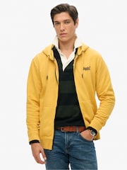 Superdry Yellow Essential Logo Washed 100% Cotton Zip Hoodie - Image 1 of 5