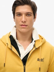 Superdry Yellow Essential Logo Washed 100% Cotton Zip Hoodie - Image 3 of 5
