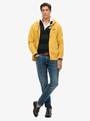 Superdry Yellow Essential Logo Washed 100% Cotton Zip Hoodie - Image 4 of 5