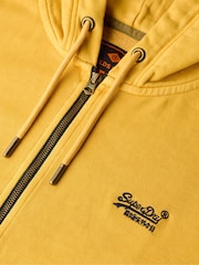 Superdry Yellow Essential Logo Washed 100% Cotton Zip Hoodie - Image 5 of 5