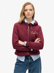 Superdry Purple Luxe Metallic Logo Zip Hoodie - Image 1 of 4