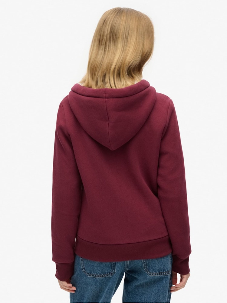 Superdry Purple Luxe Metallic Logo Zip Hoodie - Image 2 of 4