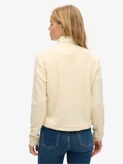 Superdry Cream Polar Fleece Cropped Half Zip Fleece - Image 2 of 4