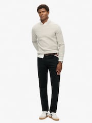 Superdry Grey Textured Crew Knitted 100% Cotton Jumper - Image 4 of 5