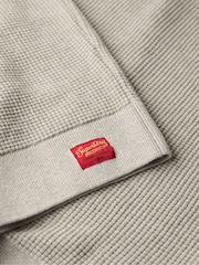 Superdry Grey Textured Crew Knitted 100% Cotton Jumper - Image 5 of 5