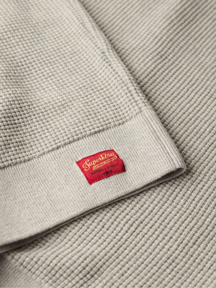 Superdry Grey Textured Crew Knitted 100% Cotton Jumper - Image 5 of 5