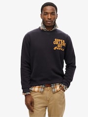Superdry Blue Vintage Athletic Crew 100% Cotton Sweatshirt - Image 1 of 5