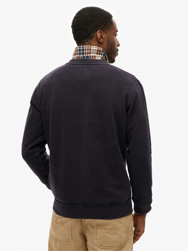 Superdry Blue Vintage Athletic Crew 100% Cotton Sweatshirt - Image 2 of 5