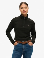 Superdry Black Polar Fleece Cropped Half Zip - Image 1 of 5