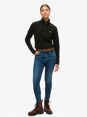 Superdry Black Polar Fleece Cropped Half Zip - Image 4 of 5