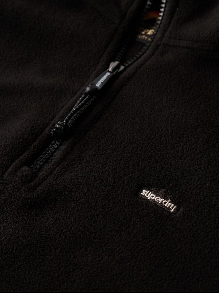 Superdry Black Polar Fleece Cropped Half Zip - Image 5 of 5