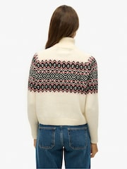 Superdry Cream Fairisle Pattern Roll Neck Jumper - Image 2 of 5