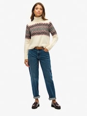 Superdry Cream Fairisle Pattern Roll Neck Jumper - Image 4 of 5