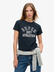 Superdry Blue Athletic Essentials Graphic Fitted 100% Cotton T-Shirt - Image 1 of 3