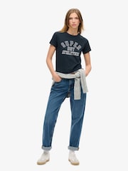 Superdry Blue Athletic Essentials Graphic Fitted 100% Cotton T-Shirt - Image 2 of 3