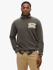 Superdry Grey Vintage Athletic Crew 100% Cotton Sweatshirt - Image 1 of 5