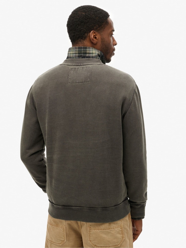 Superdry Grey Vintage Athletic Crew 100% Cotton Sweatshirt - Image 2 of 5