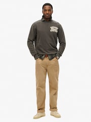 Superdry Grey Vintage Athletic Crew 100% Cotton Sweatshirt - Image 4 of 5