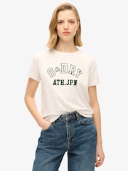 Superdry White Athletic Essentials Graphic Fitted 100% Cotton T-Shirt - Image 1 of 3