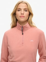 Superdry Pink Polar Fleece Cropped Half Zip Fleece - Image 4 of 5