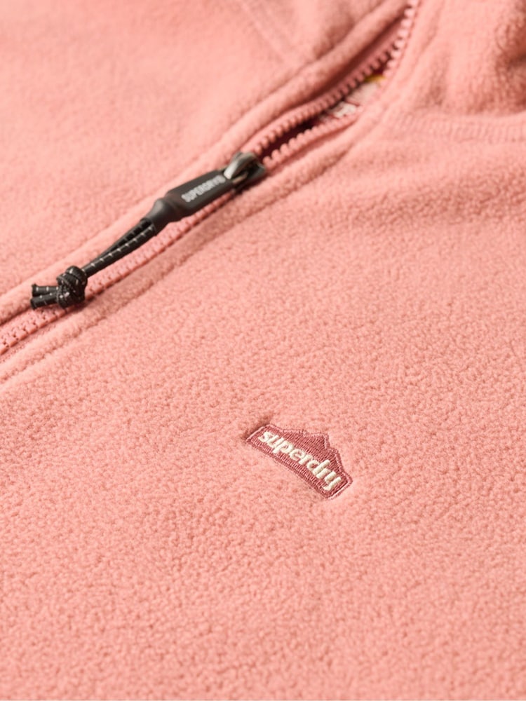 Superdry Pink Polar Fleece Cropped Half Zip Fleece - Image 5 of 5