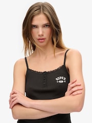 Superdry Brown Athletic Essentials Graphic 100% Cotton Button Cami - Image 3 of 7