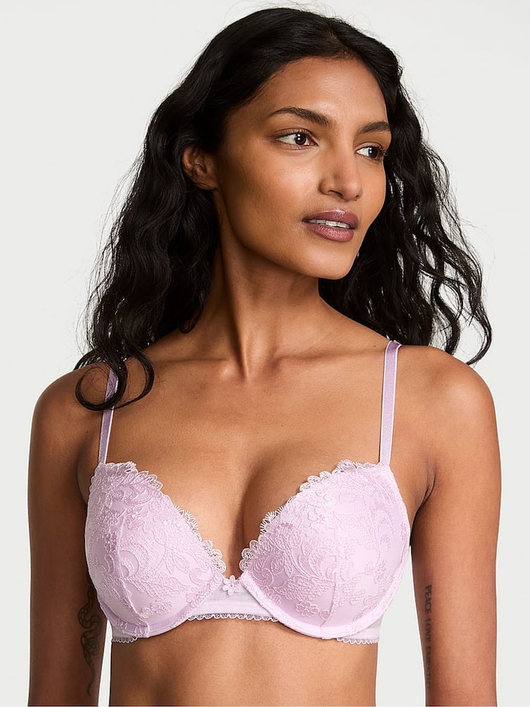 Victoria's Secret Delicate Violet Purple Push Up Blossom Embroidery Bra - Image 1 of 2 Victoria's Secret Delicate Violet Purple Push Up Blossom Embroidery Bra - Image 1 of 2