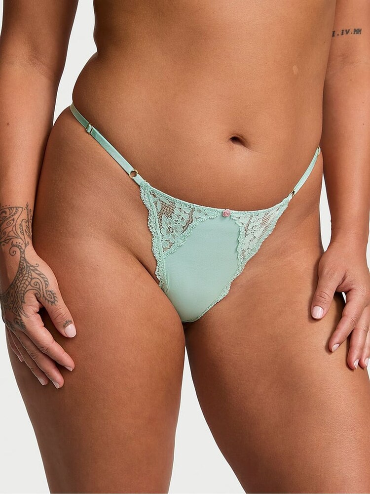 Victoria's Secret Silent Green Lace Trim G String Knickers - Image 1 of 3 Victoria's Secret Silent Green Lace Trim G String Knickers - Image 1 of 3