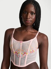 Victoria's Secret Bloom Pink Corset Wildflower Embroidery Bra Top - Image 1 of 4