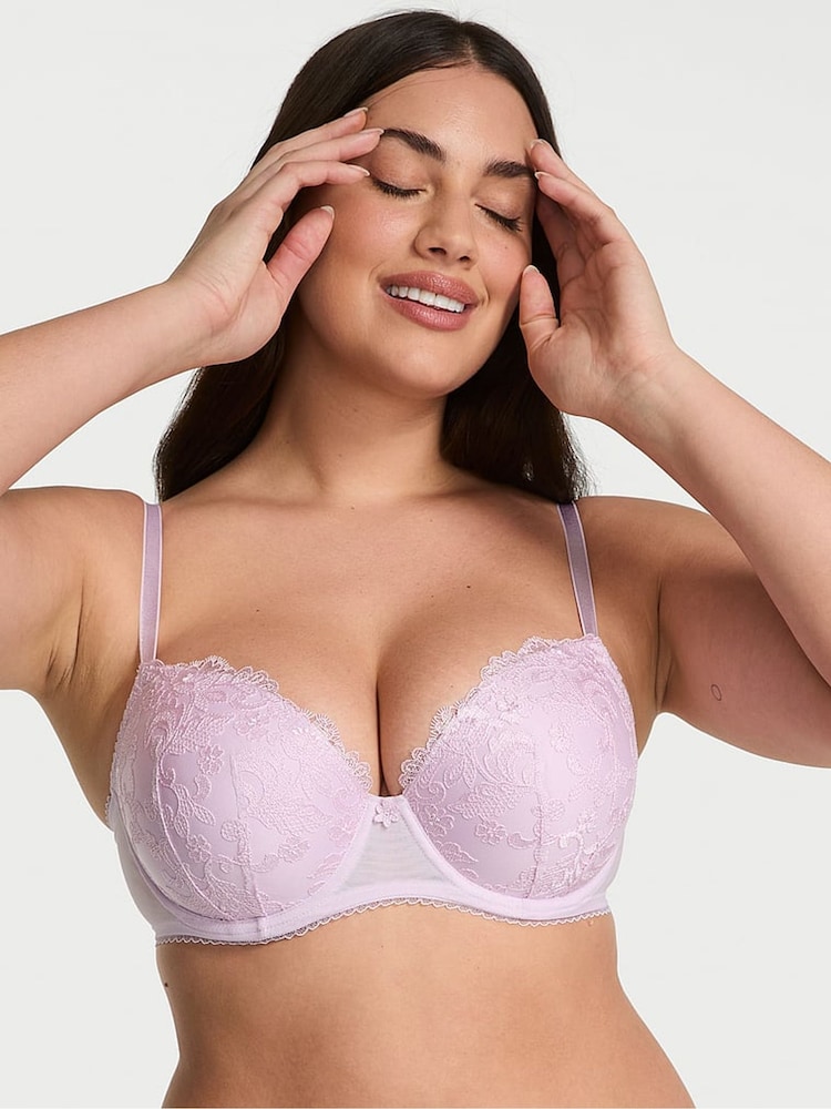 Victoria's Secret Delicate Violet Purple Lightly Lined Demi  Blossom Embroidery Bra - Image 1 of 2