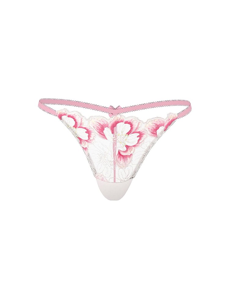 Victoria's Secret Pink & White G String Peony Embroidery Knickers - Image 3 of 3 Victoria's Secret Pink & White G String Peony Embroidery Knickers - Image 3 of 3