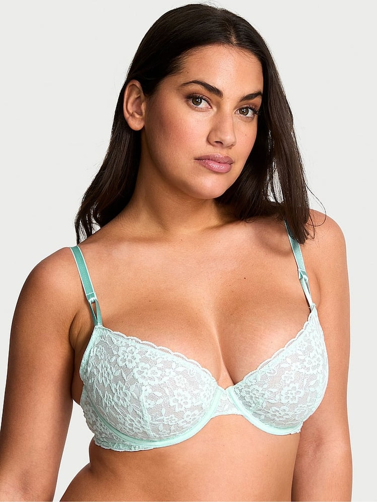 Victoria's Secret Tradewind Blue Unlined Demi Sexy Tee Lace Bra - Image 1 of 3