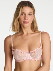 Victoria's Secret Bloom Pink Unlined Balcony Wildflower Embroidery Bra - Image 1 of 4