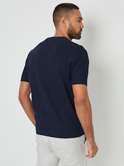 Threadbare Navy Textured Knitted T-Shirt - Image 2 of 4