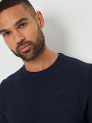 Threadbare Navy Textured Knitted T-Shirt - Image 3 of 4