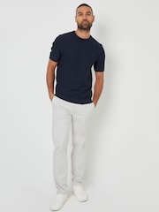 Threadbare Navy Textured Knitted T-Shirt - Image 4 of 4