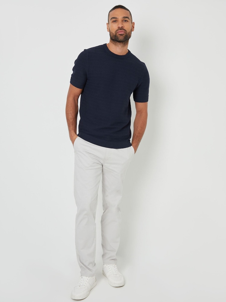 Threadbare Navy Textured Knitted T-Shirt - Image 4 of 4