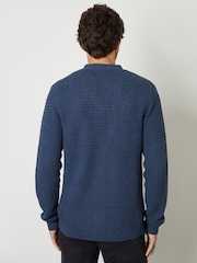Threadbare Blue Basket Stitch Cardigan - Image 2 of 5