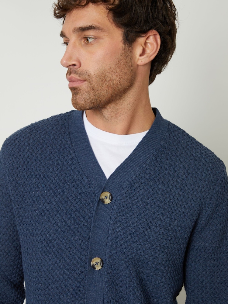 Threadbare Blue Basket Stitch Cardigan - Image 5 of 5