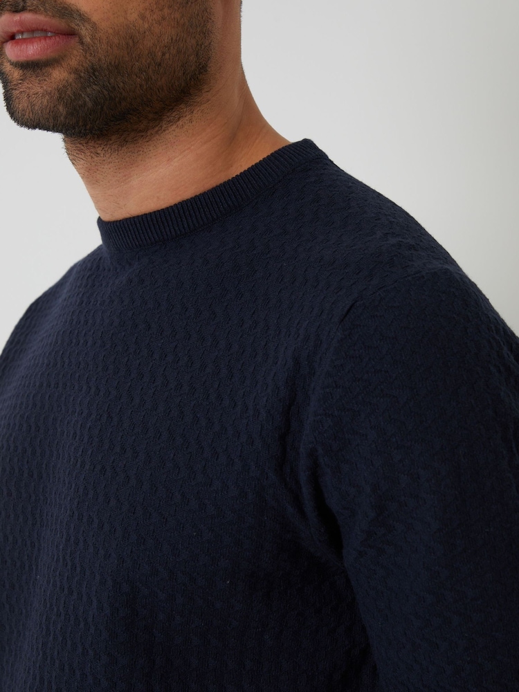 Threadbare Navy Textured Front Knitted T-Shirt - Image 4 of 4 Threadbare Navy Textured Front Knitted T-Shirt - Image 4 of 4