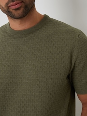 Grün - Threadbare Textured Front Knitted T-Shirt - Bild 2 von 4