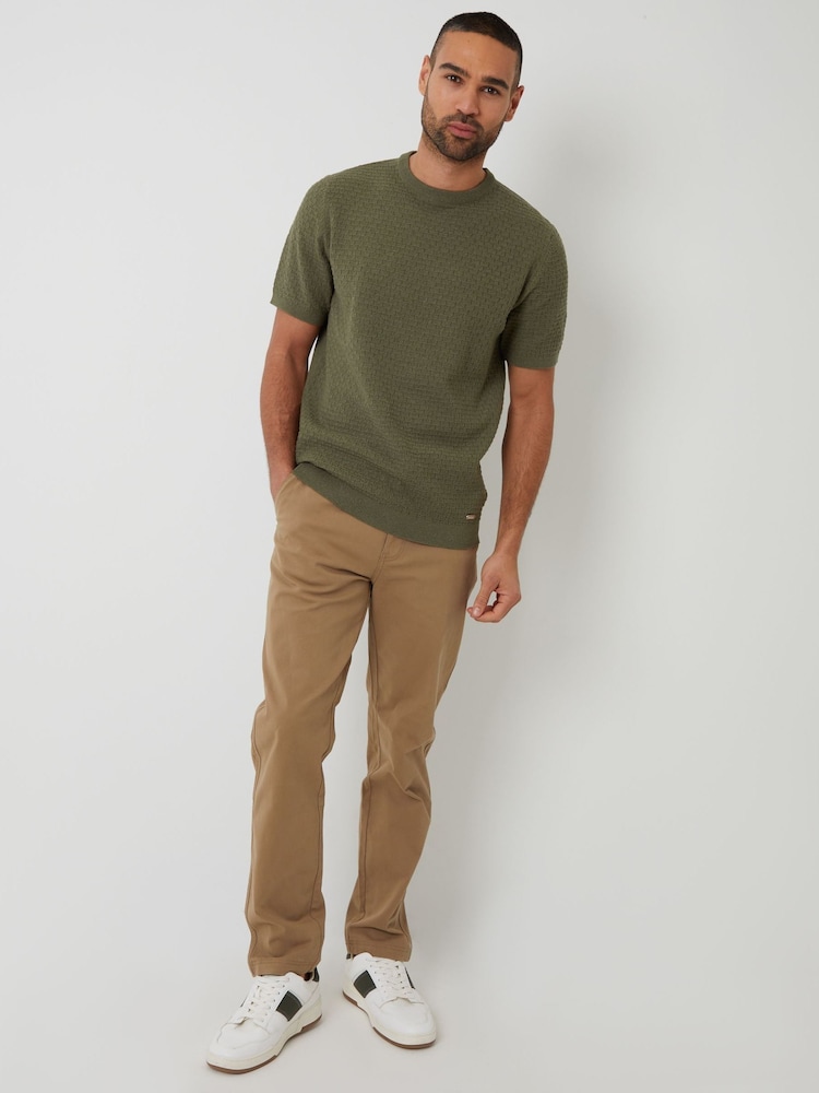 Threadbare Green Textured Front Knitted T-Shirt - Image 2 of 4 Threadbare Green Textured Front Knitted T-Shirt - Image 2 of 4