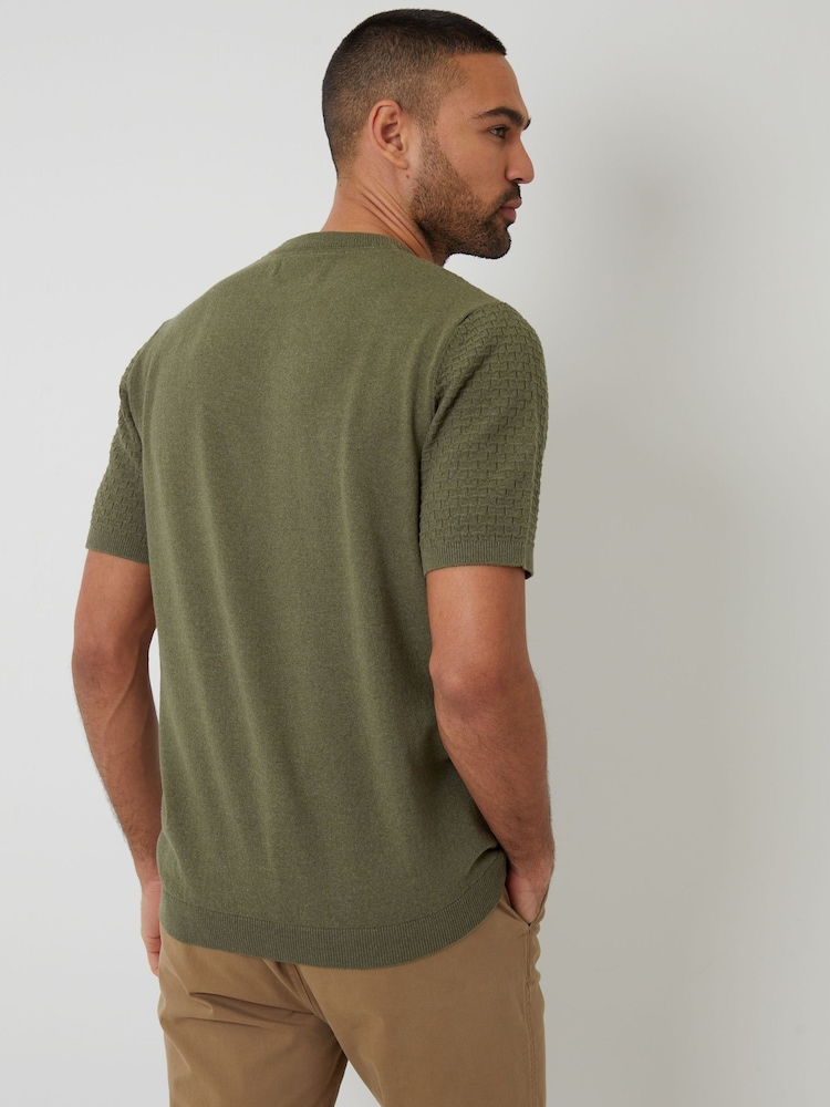 Grün - Threadbare Textured Front Knitted T-Shirt - Bild 4 von 4