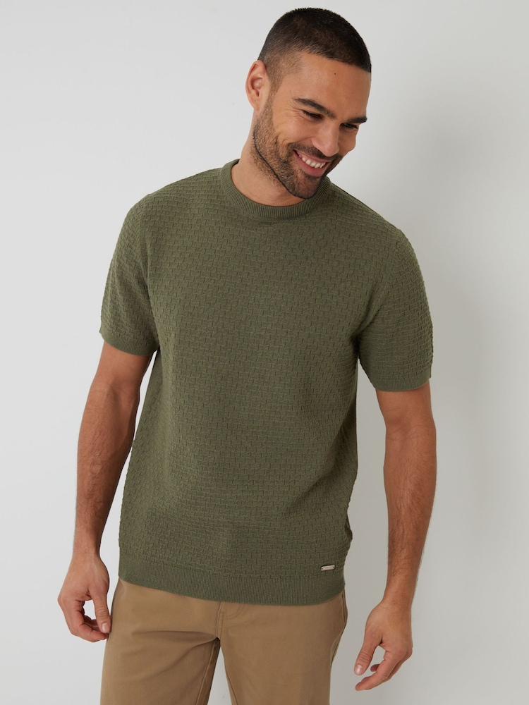 Threadbare Green Textured Front Knitted T-Shirt - Image 4 of 4 Threadbare Green Textured Front Knitted T-Shirt - Image 4 of 4