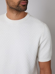 Threadbare Cream Textured Front Knitted T-Shirt - Image 4 of 4