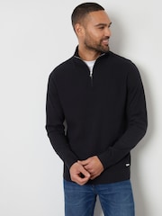 Чорний - Threadbare Basket Stitch Mock футболки Quarter Zip джемпери - Image 1 of 1