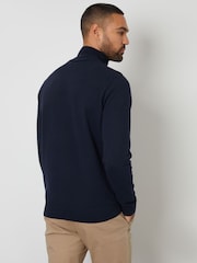 Threadbare Black Basket Stitch Mock T-Shirt Quarter Zip Jumper - Image 3 of 5