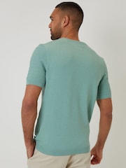 Threadbare Green Textured Knitted T-Shirt - Image 3 of 4